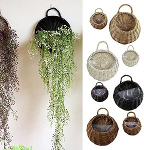 Wicker Rattan Blossom <b>Wall</b> Hanging <b>Basket</b> Flower <b>Basket</b> Home Garden <b>Storage</b> Container Handmade from Vietnam - Product Image 4