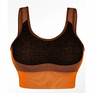 Wholesale High Quality Women's Gym Workout <b>Bra</b> and High Waist Leggings Set with Front Logo Seamless Fitness 2-Piece Set - Product Image 2