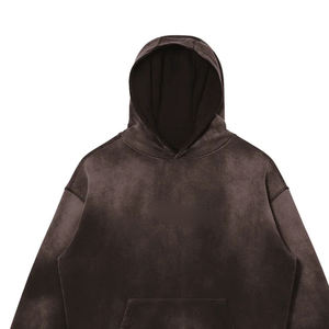 Sweat à capuche pour homme en coton 100% de haute qualité, délavé au soleil, écologique, teinture unie, style unique, logo frontal, col à capuche d'hiver, faible MOQ - Product Image 2