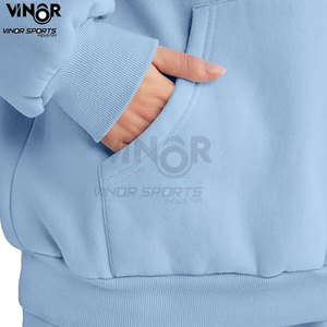 Elegante conjunto de chándal de Otoño e Invierno para mujer, traje de Jogger de algodón liso personalizado con capucha, patrón Formal de lana sólida - Product Image 6