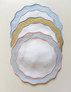 Handcrafted home linen <b>table</b> <b>placemat</b> with ornamental embroidery work for stylish <b>dining</b> <b>tables</b> reusable washable - Product Image 2