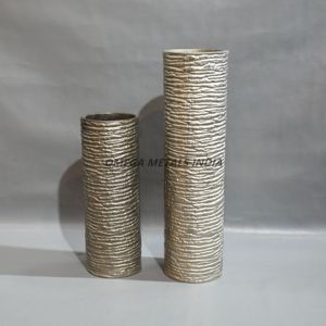 High Grade Textured Silver Cylindrical Metal <b>Vases</b> <b>Unique</b> Artistic Finish for Elegant Home and Office Decoration Display - Product Image 4