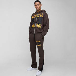 ชุดวอร์มมีฮู้ดแฟชั่นชุดวิ่งกางเกงคาร์โก้พิมพ์ลายและซิปเต็มชุดวอร์มเพื่อความสบายสูงสุดออกแบบโลโก้ได้ตามต้องการ - Product Image 1