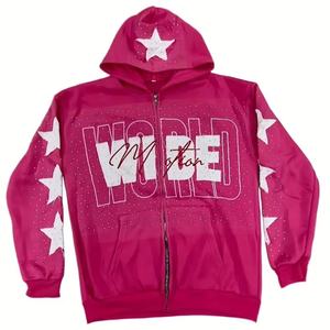 เสื้อฮู้ดสวมหัวขนแกะของผู้ชายประดับพลอยเทียมทรงพอดีตัวปกติกันเปื้อนสำหรับฤดูใบไม้ร่วงเสื้อผ้าแนวสตรีทผ้าคอตตอนผสมสไตล์วินเทจ - Product Image 1