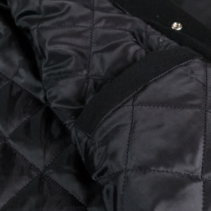 Vestes de baseball en cuir de haute qualité, couleur noire unie, en tissu de laine, pour hommes - Product Image 5