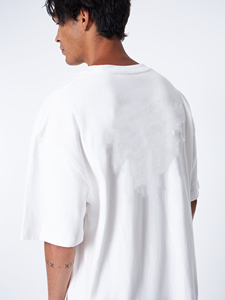 T-shirt en coton blanc surdimensionné pour homme, manches courtes, col rond, couleur unie, coupe décontractée - Product Image 4
