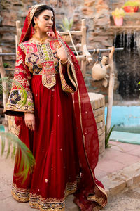 Afghani <b>Maxi</b> <b>Dress</b> Long Flared Cut Mirror Designs Ethnic Needlework Tribal Pattern for Festive Occasions Featuring Long - Product Image 3