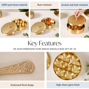 Boîte à épices Dabba de stockage de nourriture de boîte de Masala en métal en laiton pur - Product Image 2