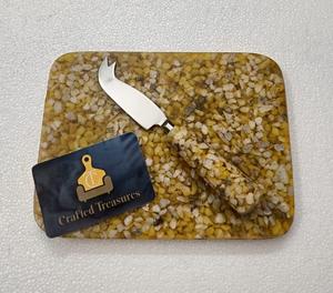 Food Grade Cheese Boards With Butter Knives Set Epoxy <b>Resin</b> with embedded <b>stones</b> Design cheese Cutting Platter Households item - Product Image 1