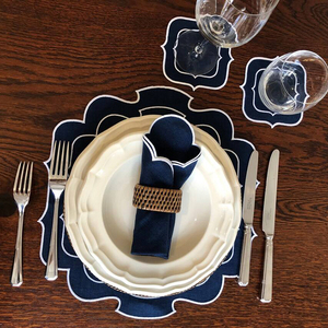 Serviettes en tissu de coton bleu moderne et napperons en rotin blush napperons jetables imperméables pour mariage/maison napperons prix d'usine en gros - Product Image 1