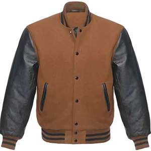 Chaqueta Universitaria de Béisbol para Hombre de Alta Calidad, Fabricada por OEM, con Bordado Personalizado, Mangas de Cuero, Chaqueta Cortavientos - Product Image 5