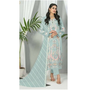 Dernier modèle de combinaison pakistanaise Salwar Kameez avec séquence de broderie lourde et travaux multifils de l'Inde Export - Product Image 1