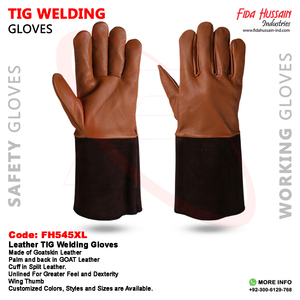 Gants en cuir de chèvre pour le travail industriel pour hommes, très résistants, non doublés, avec pouce à l'aile, bruns, vente à chaud, luvas de soldagem tig - Product Image 6