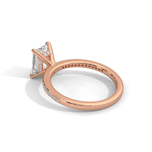 Anillo de compromiso de diamante cultivado en laboratorio incoloro radiante VVS claridad banda de boda de oro rosa Ajuste de oro de 18 quilates fiestas de boda románticas - Product Image 2