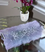 Conjunto de bandeja y posavasos de resina decorativa de diseño hecho a mano de alta calidad personalizado para restaurantes caseros de La India