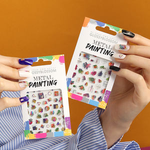 Pintura de Metal #45882, pegatinas de uñas coloridas con textura de papel de aluminio dorado y plateado, diseño metálico en relieve 3d de arco iris, varios tamaños, Corea, oem odm - Product Image 4