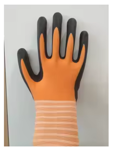 Guantes de Trabajo Recubiertos de Nitrilo y Espuma de Nailon y Spandex de 15G, Color Naranja, Alta Visibilidad - Product Image 1