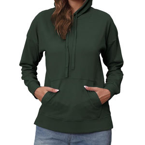 Ropa deportiva de mujer de alta calidad, chándal de lana de algodón ajustado, pantalones con capucha personalizados, diseño elegante para invierno, parte delantera de punto - Product Image 1