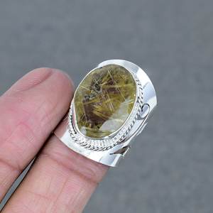 แหวนแต่งงานชุบเงินทำด้วยมือทำจากทองเหลืองพลอยควอตซ์ธรรมชาติเครื่องประดับแฟชั่นดีไซน์สุดฮิต - Product Image 3