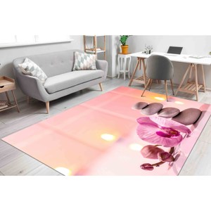 Pink Orchid Zen Stones <b>Rug</b>: Modern Bedroom Office Decor,<b>Chenille</b> <b>Rug</b> - Product Image 3