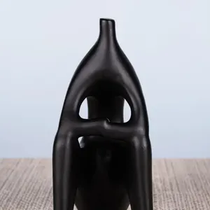Nuevo DISEÑO DE ALUMINIO medio sentado estatua negra sala de estar vajilla escultura en oferta especial - Product Image 3