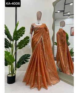 Indian Party Wear Jimmy Chu Saree for Women Indian Ethnic Wear New Designer Party Wear Saree Barbari Silk Saree with Blouse - Product Image 1