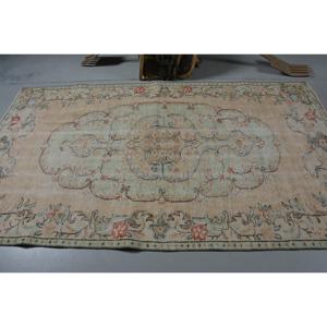 Turkish <b>Wool</b> Rug 4.9x8.5 ft <b>Brown</b> Patchwork Eco-Friendly with Latex Backing - Product Image 3