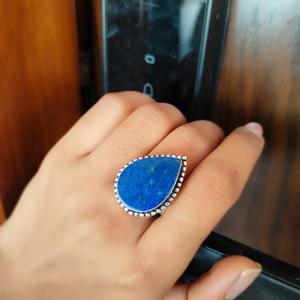 Anillo de Plata 925 y Latón Estilo Bohemio al por Mayor con Piedra Preciosa de Lapislázuli para Bodas, Compromisos y Fiestas - Product Image 2