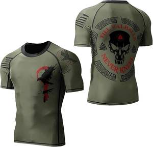 Short Sleeve <b>Rashguard</b> OEM <b>BJJ</b> MMA Shirt Custom Compression Fit with Fast Drying Fabric and Logo Option - Product Image 1
