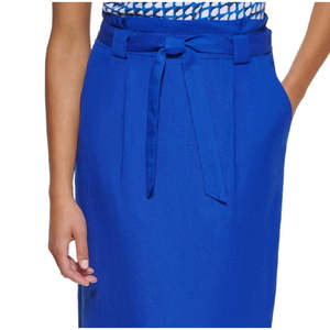 Gonna a tubino Calvin Klein da donna blu con cintura, taglia 14 Petite, vita regolabile, in lana, spandex e nylon, ricamata, stile semplice - Product Image 3