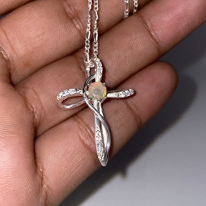 Colgante hecho a mano de Plata de Ley 925, Ópalo etíope, diamante, Ópalo de fuego múltiple, patrón de número, dijes cristianos Vintage para aleación - Product Image 5