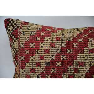 Oreiller en laine beige 16x48 pouces luxe Kilim Patchwork Vintage imprimé floral Accent oreiller décoratif pour la literie - Product Image 2