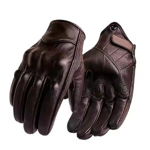 Gants de moto de course en cuir à manchette courte Gants de moto de protection durables marron avec écran tactile - Product Image 6