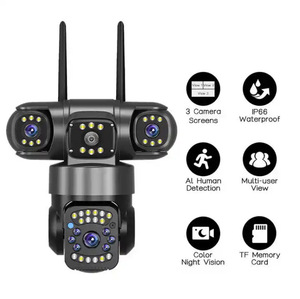 Cámara de Seguridad Panorámica Inalámbrica WiFi 4G QL29 QD19 <span class=keywords><strong>V380</strong></span>, Cámara de Vigilancia con Sensor de Tres Lentes, Energía Solar, <span class=keywords><strong>para</strong></span> Exteriores y Hogar - Product Image 2