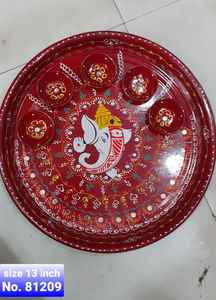 Juego de Thali de Latón Premium Hecho a Mano para Bodas y Diwali, Juego de Thali con Trabajo Meenakari al por Mayor - Product Image 5