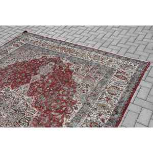 Alfombra turca extragrande de 7.3x11.6 pies, alfombra vintage, alfombra de lana con motivos de plantas y árboles en rojo y azul - Product Image 3