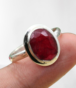Estampillé meilleur Design pierres précieuses à la main bague de promesse 925 solide en argent sterling naturel Cabochon rubis bague 925 bijoux estampillés - Product Image 1