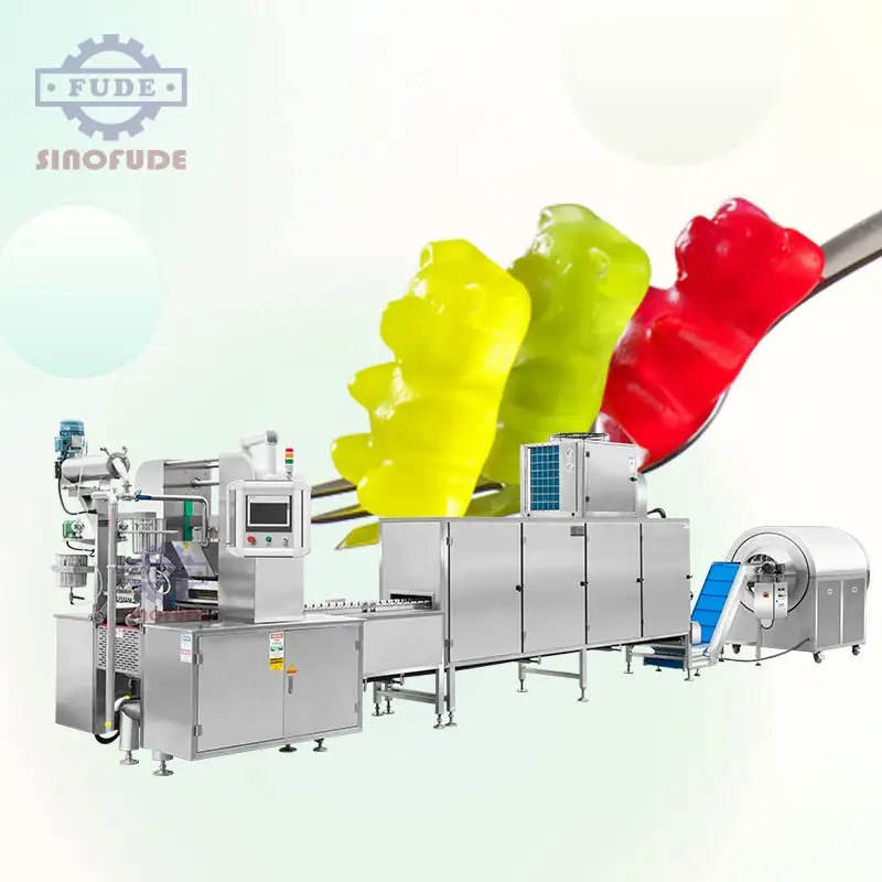 Sepenuhnya otomatis gelatin jelly gummies bola mata permen kacang membuat mesin pengganti jalur produksi