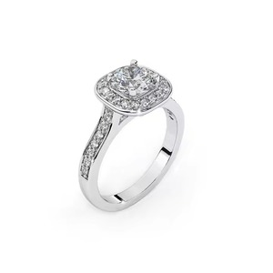 Conjunto romántico de Halo de anillo de bodas de oro sólido de 14 quilates para mujer con joyería de compromiso de diamante cultivado en laboratorio para fiestas de aniversario - Product Image 2