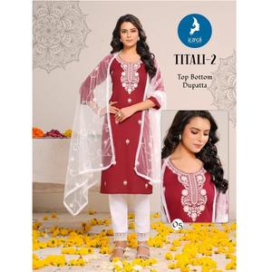 Tenue Traditionnelle Ethnique Indienne et Pakistanaise 3 Pièces pour Femme en Tissu Rayonne Lourde de Qualité Maruti, Longueur Genou, pour Mariage - Product Image 1