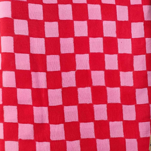 Tela de Algodón Ecológica con Estampado Artesanal Sanganeri, Diseño Floral Rojo y Rosa para Textiles del Hogar y Tapicería - Product Image 1