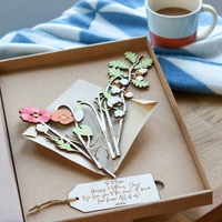 Bouquets de fleurs en bois découpés au laser Delarchi, impression bicolore, cadres en bois - Cadeaux pour les mères, Journée internationale des femmes