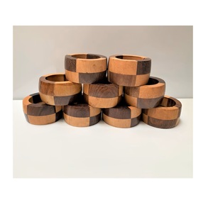 Rond de serviette en bois rond Décoration de table à manger Nous Dding Party and Household Rond de serviette en bois - Product Image 1