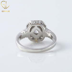 ที่สวยงามสไตล์อาร์ตเดโครอบตัด Lab ปลูกเพชรฮาโล Milgrain แหวนหมั้นด้วยใบรับรอง IGI - Product Image 4