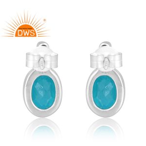 Nueva tendencia Diseño Plata Natural Doublet Santa Maria Aguamarina Cuarzo Cz Piedra preciosa Pendiente Fabricante de joyería personalizada - Product Image 3