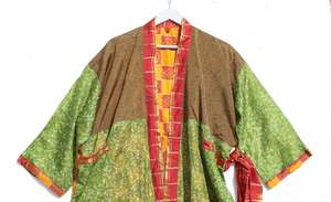 Nouveauté Robe Kimono en soie Robe de chambre Kimono vintage Robe de mariée Boho Kimono vêtements de détente - Product Image 4