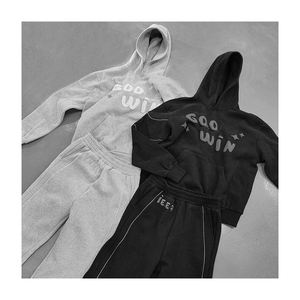 Chándales de algodón OEM, chándal con capucha, pantalón de retazos, chándal apilado para hombre, conjuntos acampanados de dos piezas para hombre en marrón - Product Image 1