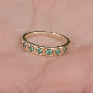 แหวนมรกตแท้แหวนแต่งงานครึ่งนิรันดร์14 K แหวนทองมรกตแท้ดีไซน์ล่าสุดผลิตใน10K/18K - Product Image 4