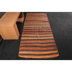 พรมสีดำส้มแบบดั้งเดิมขนาด3,3x7,6ฟุตพรมตุรกี - Product Image 1