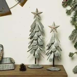 Llegada festiva Árbol de Navidad antiguo dorado con base de madera con estrella Árbol de Navidad Madera de mango encalada - Product Image 2